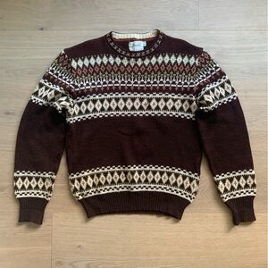 Jersild Women’s 80s Handknit Norwegian Wool Sweater Brown/Green